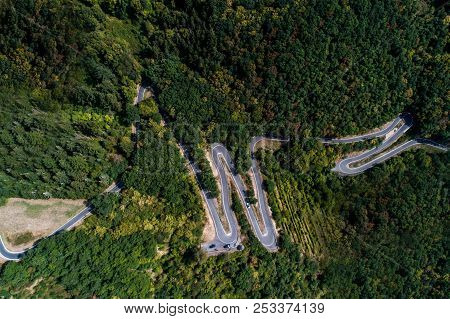 Winding Road Serpentine From A High Mountain Pass In The Mosel Village Brodenbach Germany Aerial Vie
