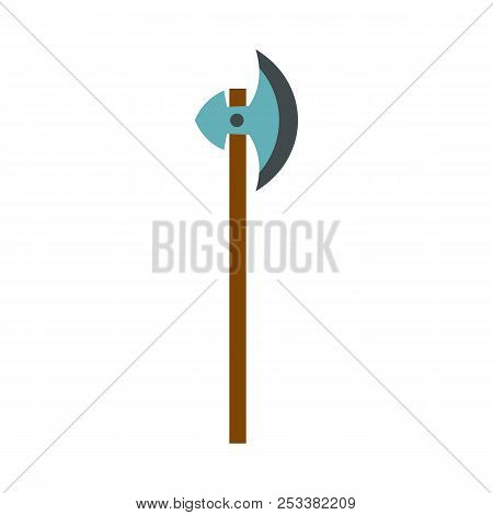 Medieval Battle Ax Icon In Flat Style On A White Background Illustration
