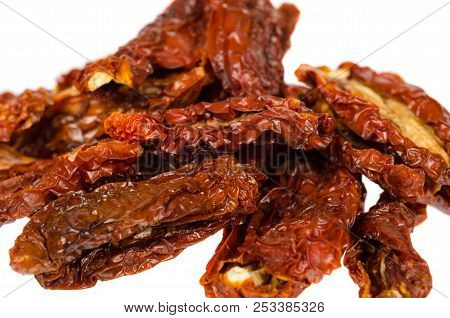 Sun Dried Red Tomatoes Isolated On White Background