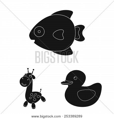 An Unrealistic Black Animal Icons In Set Collection For Design. Toy Animals Vector Symbol Stock Web 