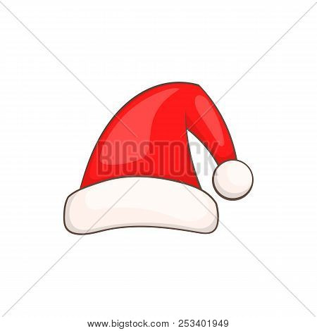 Santa Claus Red Hat In Cartoon Style Isolated On White Background Illustration