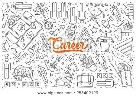 Hand Drawn Career Set Doodle Vector Background