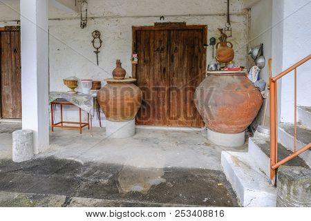 Lania, Cyprus - May 13, 2018: Entrance To A Wine Museum In The Village Of Lania.