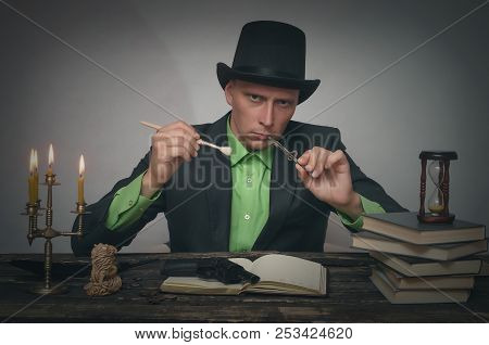 Detective Agent Collecting A Compromising Evidence And Searching For Fingerprint. Detective Or Spy A