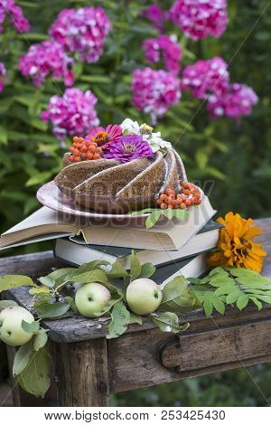 Homemade Bundt Cake On A Old Table
