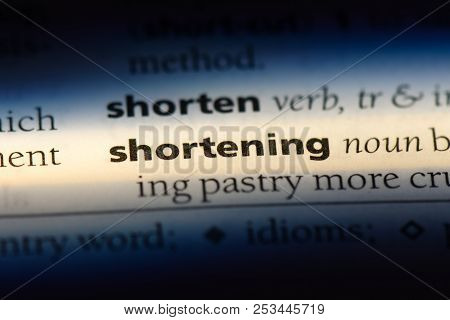 Shortening Word In A Dictionary. Shortening Concept.