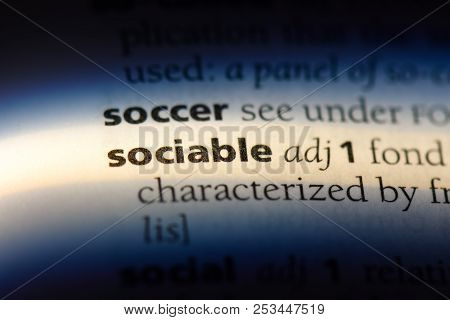 Sociable Word In A Dictionary. Sociable Concept.