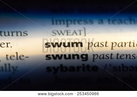 Swum Word In A Dictionary. Swum Concept.