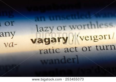 Vagary Word In A Dictionary. Vagary Concept.