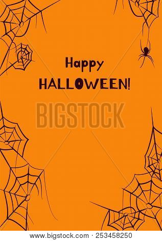 Spider Webs Orange And Black Frame Vector