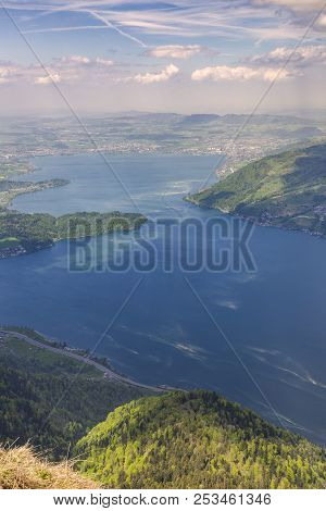 Landscape Mountain And Lake View From Top Of Rigi Kulm Luzern Switzerland