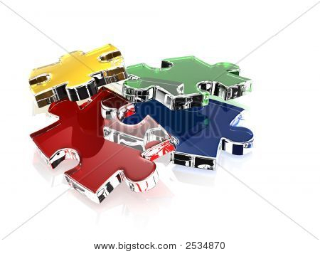 Puzzle 3D na białym tle