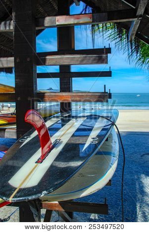 Surfboard on Ipanema beach, Rio de Janeiro