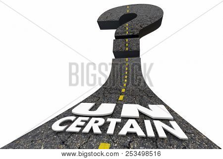 Uncertain Unsure Unknown Mystery Question Mark Road 3d Illustration