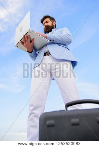 Guy Formal Suit Modern Technology Manager Entrepreneur. Modern Communications. Man Well Groomed Bear