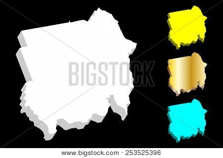 3d Map Of Sudan (republic Of The Sudan, North Sudan) - White, Yellow, Blue And Gold - Vector Illustr