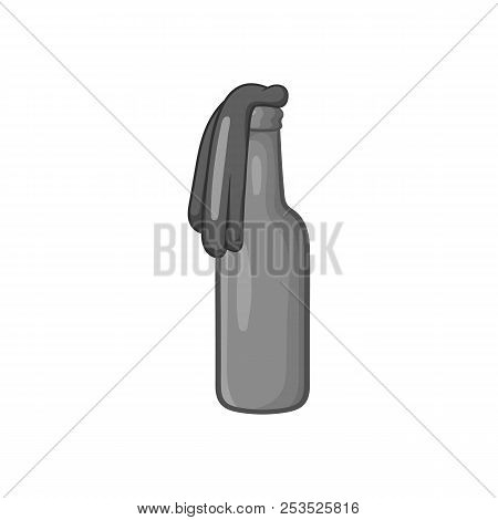 Molotov Cocktail Icon In Black Monochrome Style Isolated On White Background. Incendiary Mixture Sym