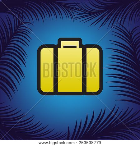 Briefcase Sign Illustration. Vector. Golden Icon With Black Cont