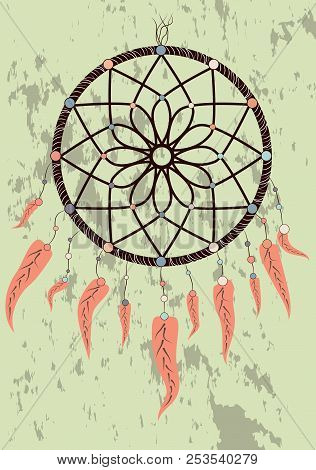Dream Catcher Boho Native American Indian Talisman Dreamcatcher. Clothes Ethnic Tribal Design. Magic