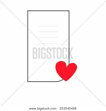 Paper With Heart, Latter, Vector Illustration Isolated On White Background