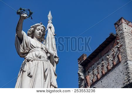 Monument Against The Blue Sky (a Woman Holding A Wreath In His Hands)monumento Alle Dieci Giornate D