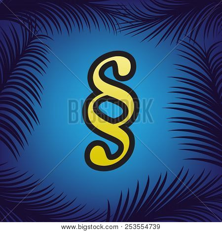 Paragraph Sign Illustration. Vector. Golden Icon With Black Cont