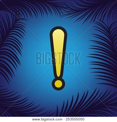Attention Sign Illustration. Vector. Golden Icon With Black Cont