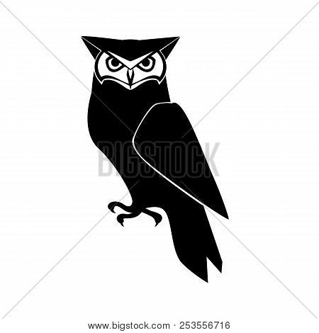 Icon Owl. Flat Sign Owl. Isolated Black Logo Owl On White Background. Vector Illustration