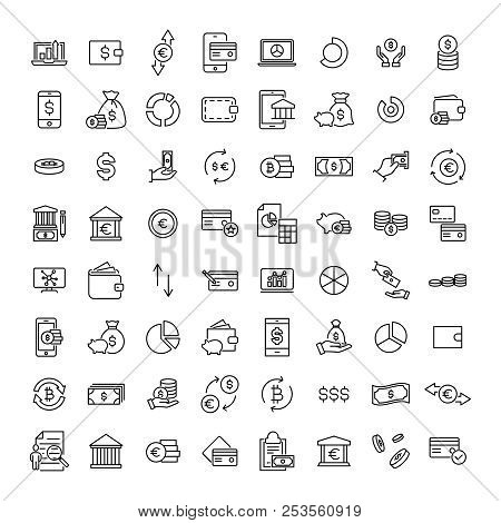 Simple Set Of Finance Related Outline Icons. Elements For Mobile Concept And Web Apps. Thin Line Vec