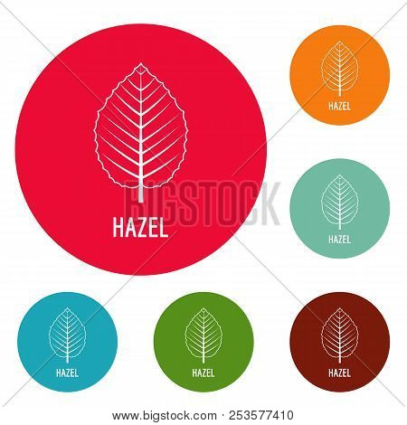 Hazel Leaf Icons Circle Set Isolated On White Background
