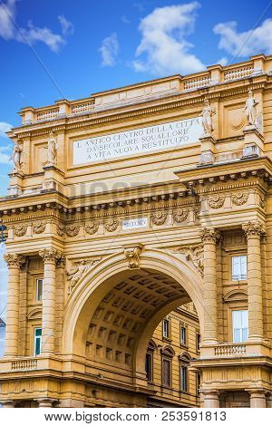 Arcone Triumpal Arch At Piazza Della Repubblica In Florence, Italy