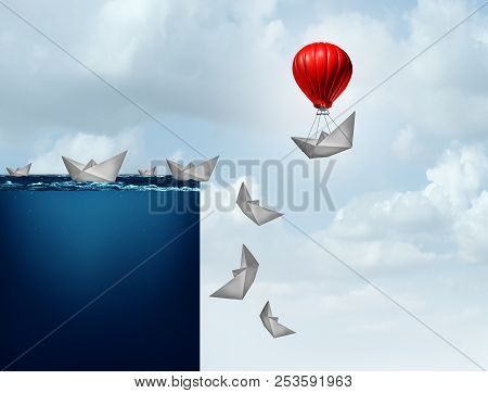 Business Insurance Plan And Corporate Liability Protection Concept As A Paper Boat Lifted Away From 