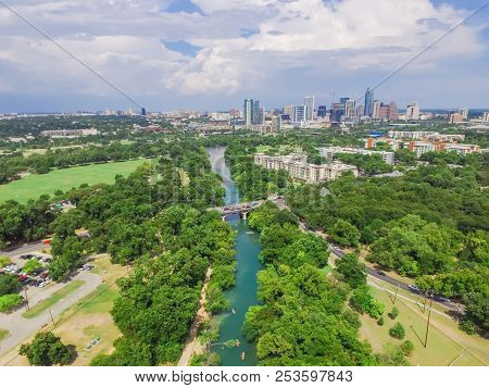 Top View Austin Downtown From Barton Creek Greenbelt