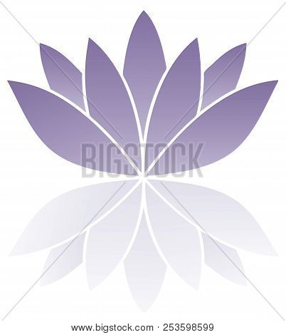 Vector Illustration Of Lotus Flower Ultra Violet Color With Reflection