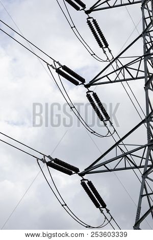 Stormy And Cloud Is Moving High Voltage Pole View,landscape