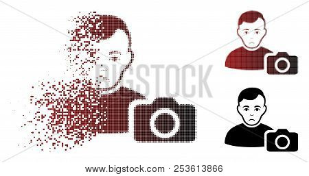 Dolor User Photo Icon In Dissolved, Pixelated Halftone And Undamaged Whole Versions. Particles Are G