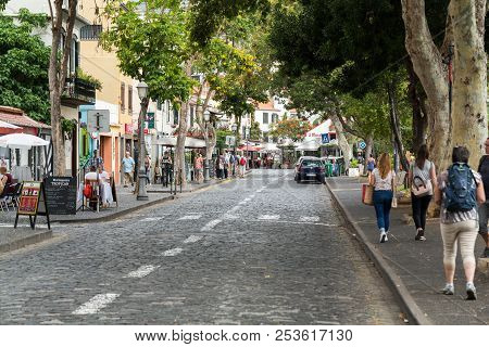 Funchal,madeira, Portugal, September 4, 2016: Zone Velha - The Oldest District Famous For Its Best R