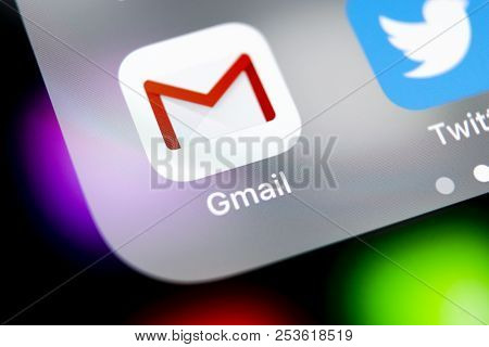 Sankt-petersburg, Russia, August 10, 2018: Google Gmail Application Icon On Apple Iphone X Smartphon
