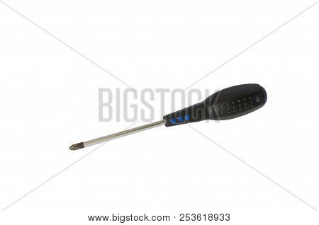 Isolated Image Of Cross Screwdriver.crosshead Screwdriver On White Background. Rare Reliable Tool.