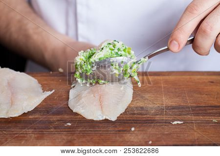White Fish Roulades Stuffed With Broccoli And Asparagus