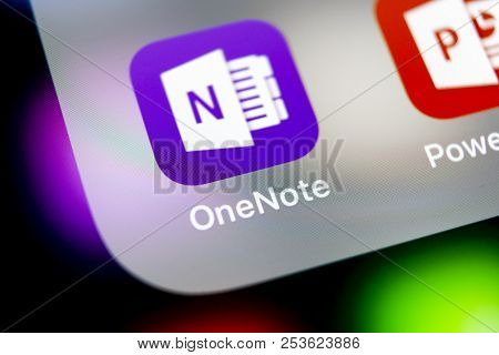 Sankt-petersburg, Russia, August 10, 2018: Microsoft Onenote Office Application Icon On Apple Iphone