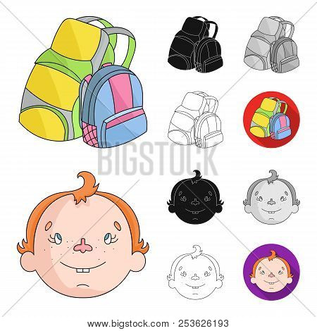 Family Holiday Cartoon, Black, Flat, Monochrome, Outline Icons In Set Collection For Design. Recreat
