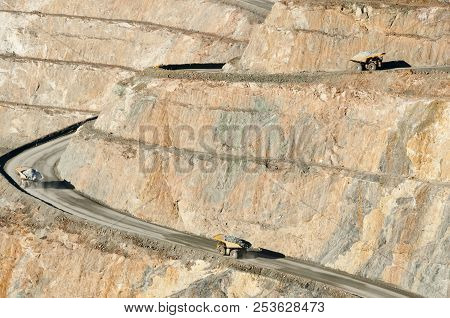 Dump Trucks In Super Pit - Kalgoorlie - Australia