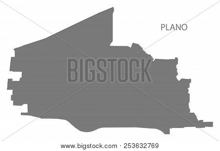Plano Texas City Map Grey Illustration Silhouette Shape