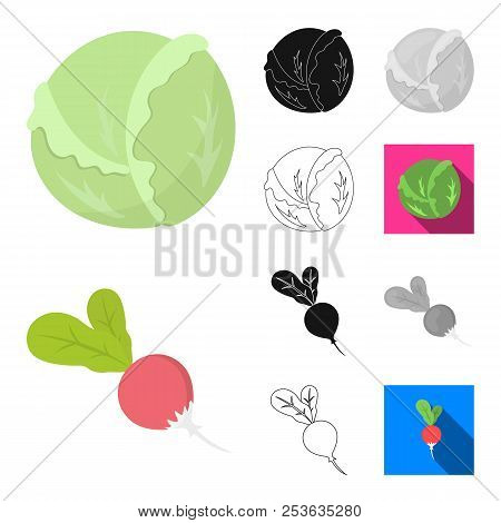 Different Kinds Of Vegetables Cartoon, Black, Flat, Monochrome, Outline Icons In Set Collection For 