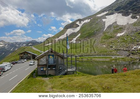 Scenic Lake Surroundings Near The Grossglockner High Alpine Road On Austria