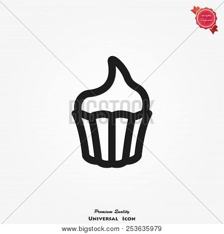 Cupcake Icon Vector On Background, Food Symbol
