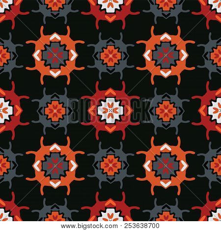 Abstract Geo Folk Doodle Shapes Black And Red