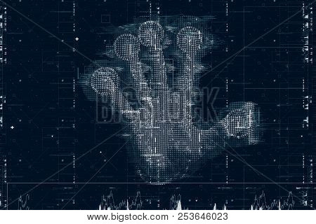 Biometric Fingerprint Scanner, Conceptual Image For Modern Futuristic Technology In Service Of Secur