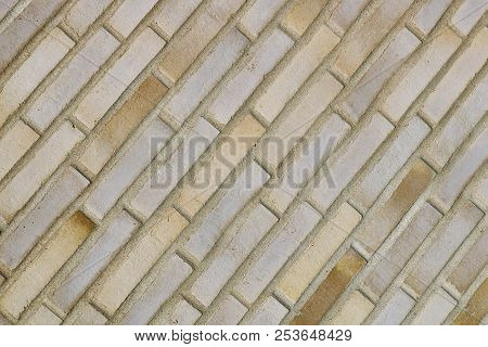 Brick. Sand Color Masonry. New Brick Wall.